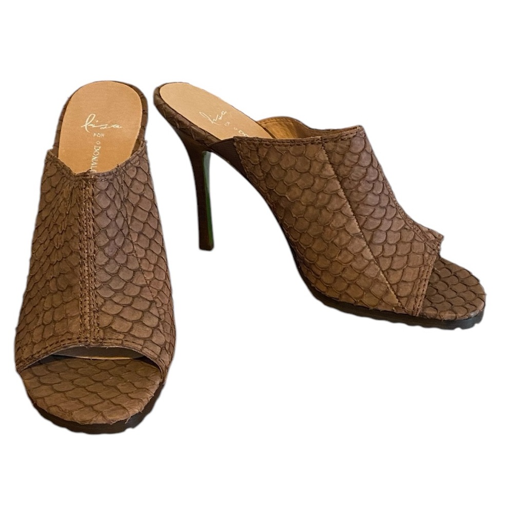 NWOT Lisa For Donald J. Pliner Ishi Open Toe Heeled Mules. Leather. Sz. 10M
